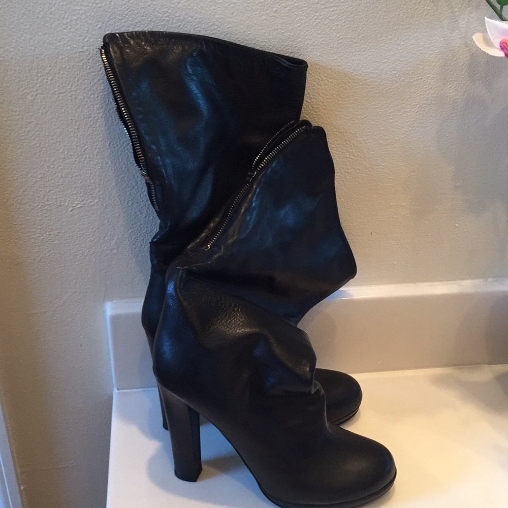 Prada leather pump boots with zipper back . Sz 38